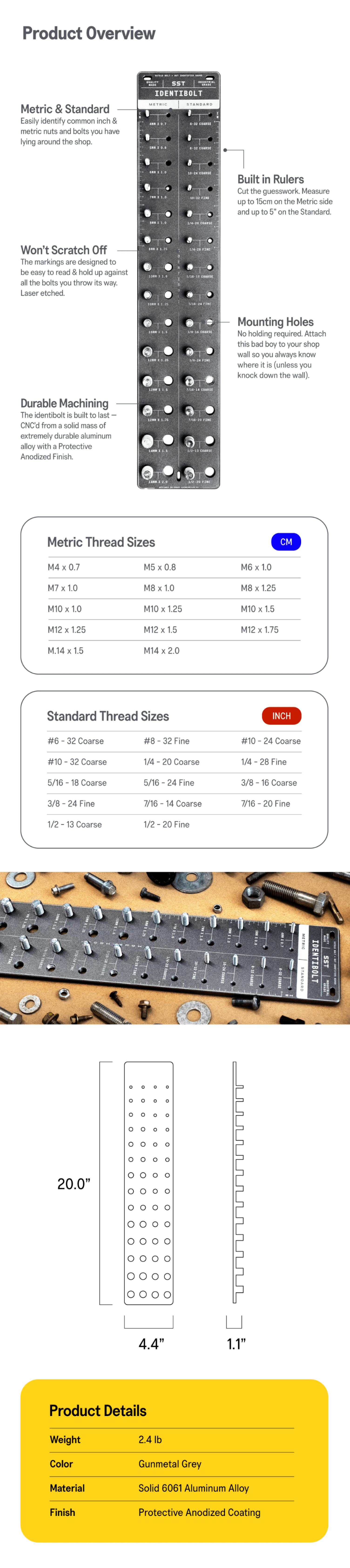 Identibolt A+ mobile website product details and specifications.