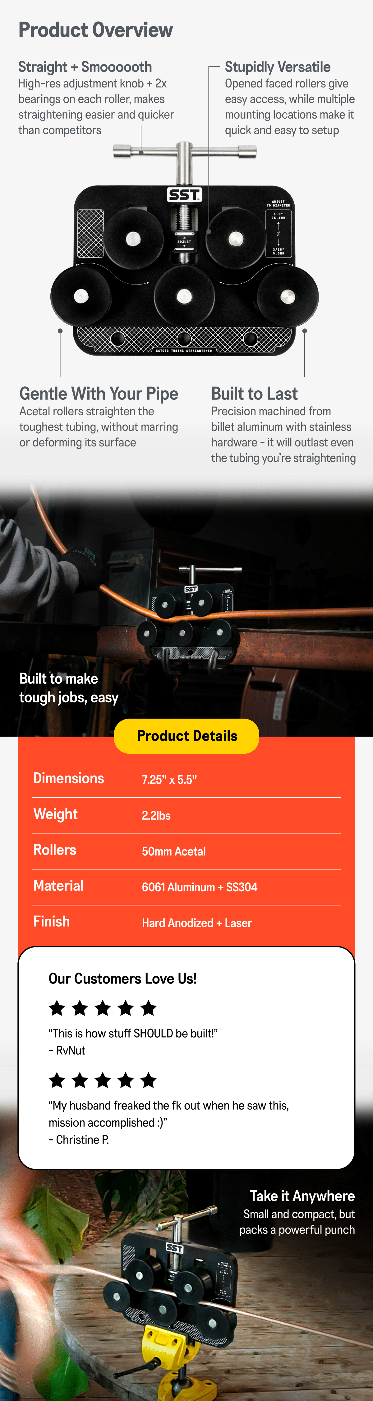 A+ Mobile Tube Straightener Product Overview