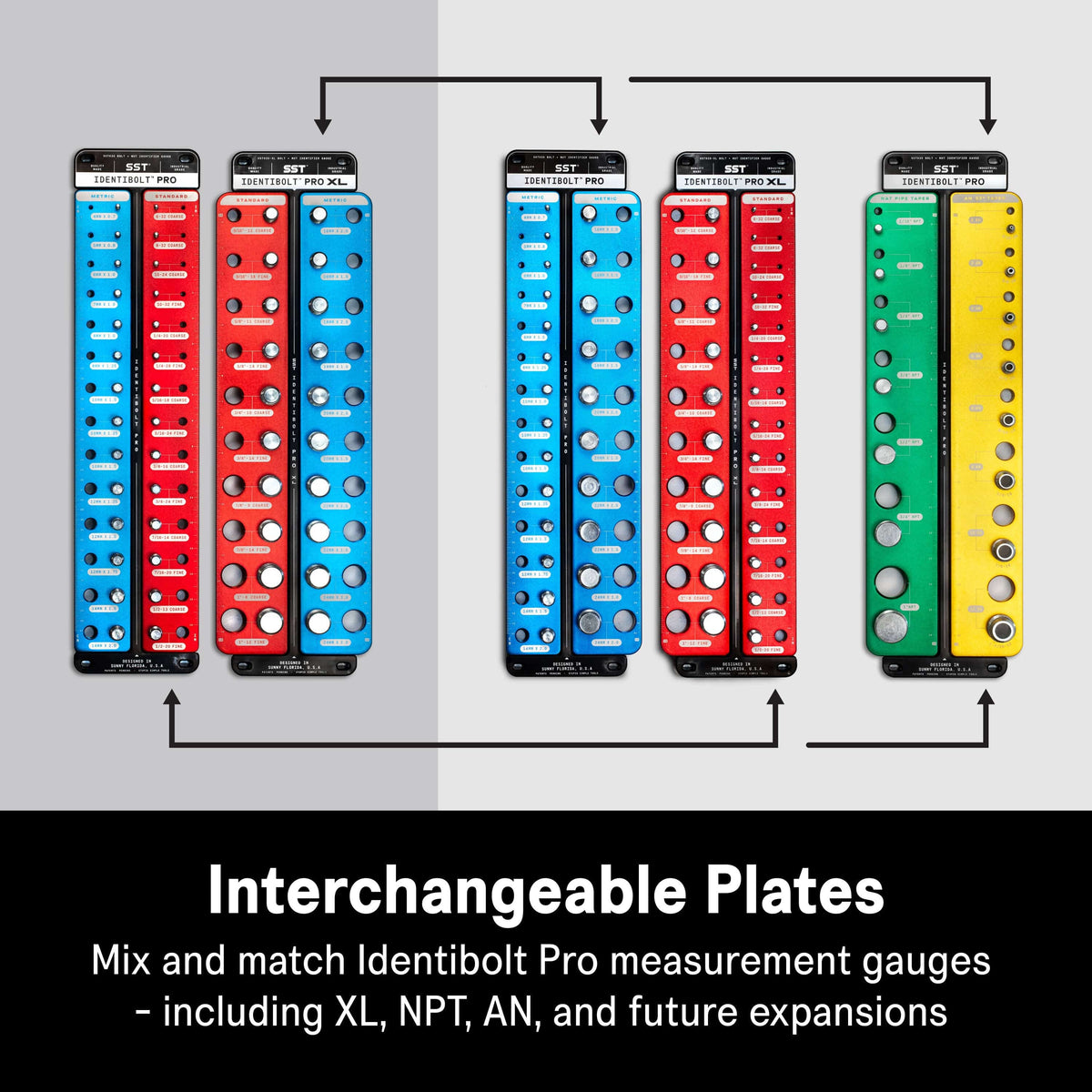 Identibolt Pro interchangeable plates for measurement gauges