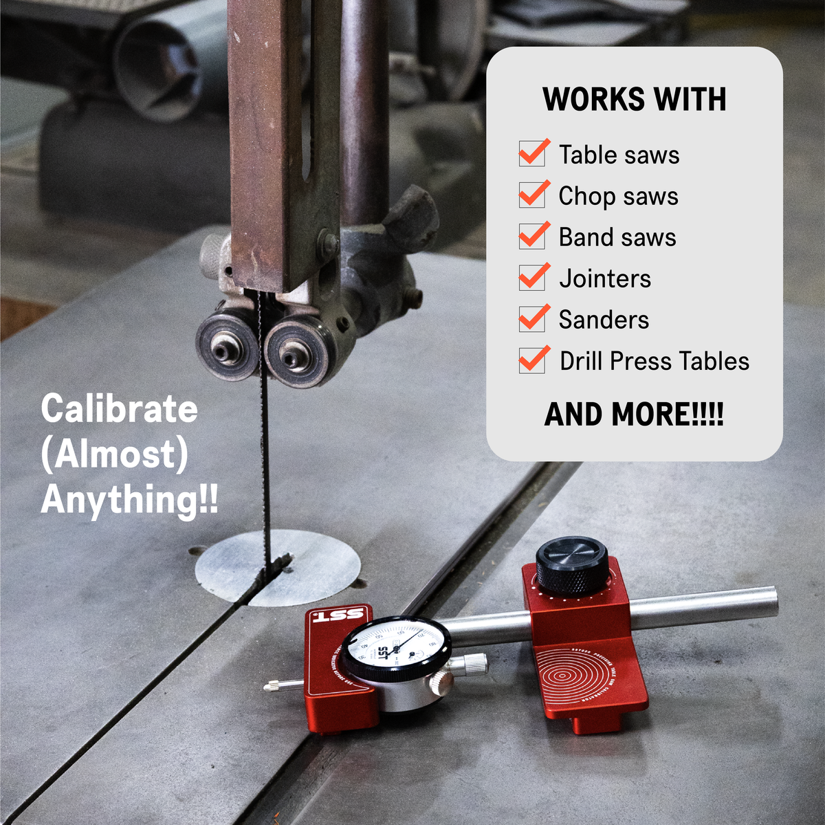 Saw calibration tool for woodworking tools